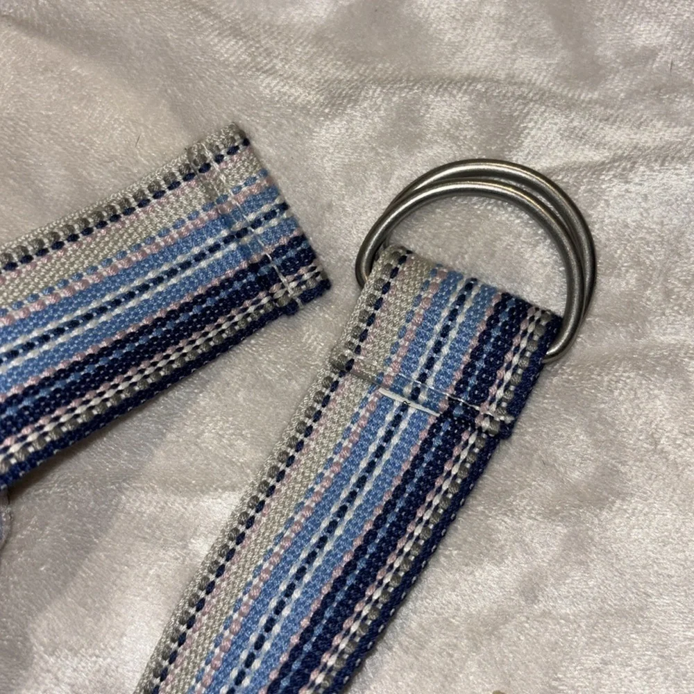 Striped Blues and Pink and Light Tan Belt 52” in Length Fits Up to Large